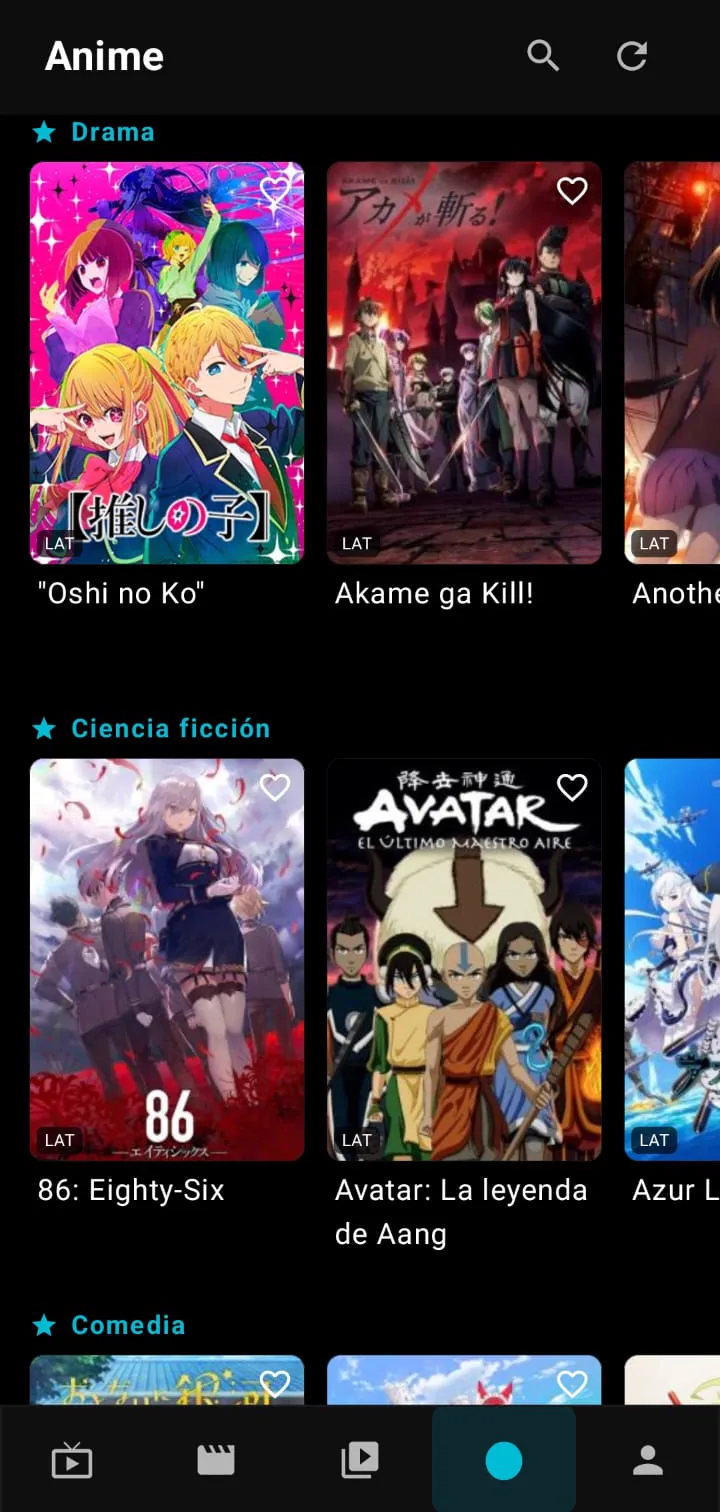 Sección Anime de Cóndor Play con el catálogo por género
